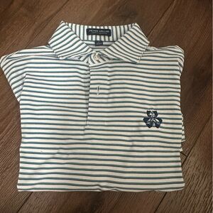 Peter Millar Polo in Blue and White Stripes